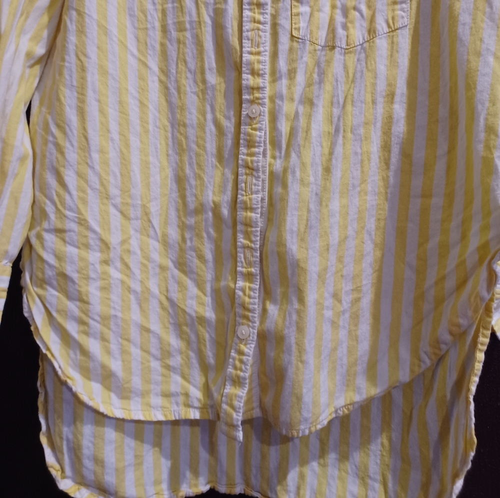 Anthropologie Maeve The Bennet Striped Button Down Hi/Low Shirt - Picture 4 of 8